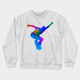 Watercolor Skateboarder Crewneck Sweatshirt